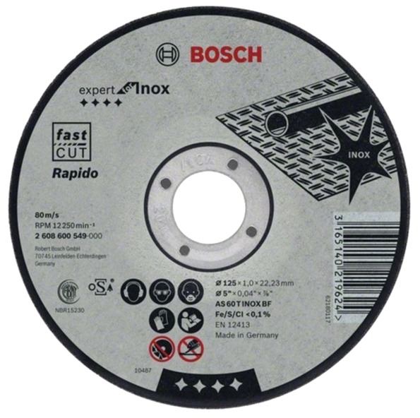 Disc abraziv pentru debitare inox Bosch Expert Inox 125 x 22.23 x 1 mm