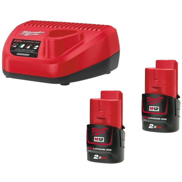 Set incarcator si 2 acumulatori Milwaukee M12 NRG-202