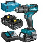 Masina de gaurit si insurubat cu percutie cu 3 acumulatori Makita DHP485RF3J