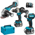 Set de 3 scule cu 2 acumulatori Makita DLX3155TJ