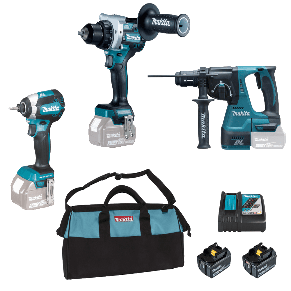 Set de 3 scule cu 2 acumulatori Makita DLX3154TX1 Set de 3 scule cu 2 acumulatori Makita DLX3154TX1