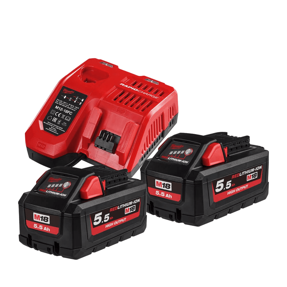 Set 2 acumulatori 18V cu 5.5Ah cu incarcator Milwaukee M18 HNRG-552 Set 2 acumulatori 18V cu 5.5Ah cu incarcator Milwaukee M18 HNRG-552