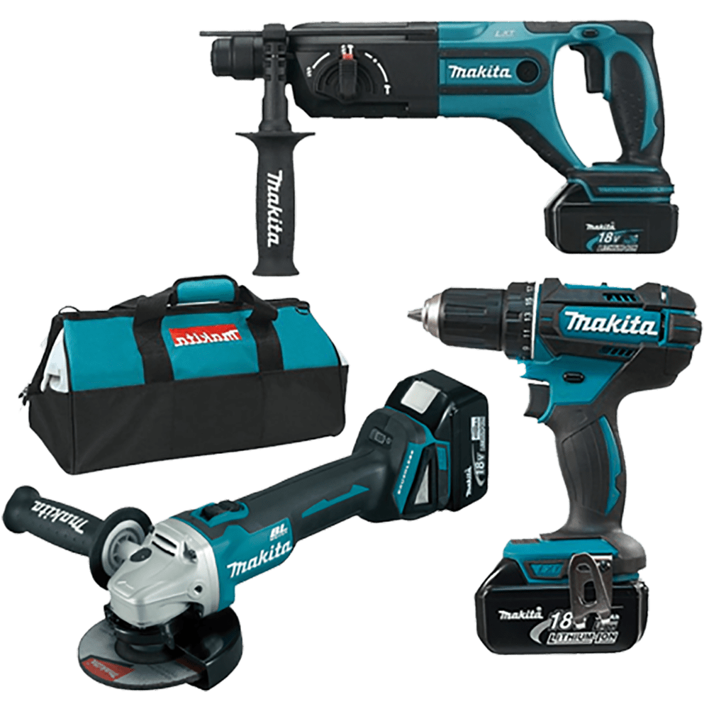 Set de 3 scule cu 3 acumulatori Makita DLX3078TX1 Set de 3 scule cu 3 acumulatori Makita DLX3078TX1