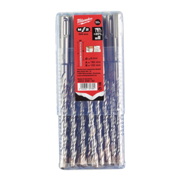 Burghie Milwaukee SDS-plus M2 Ø8.0x100x160mm-set 50 buc
