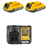 Set 2 acumulatori 18V cu 2Ah si incarcator DeWalt DCB1104D2