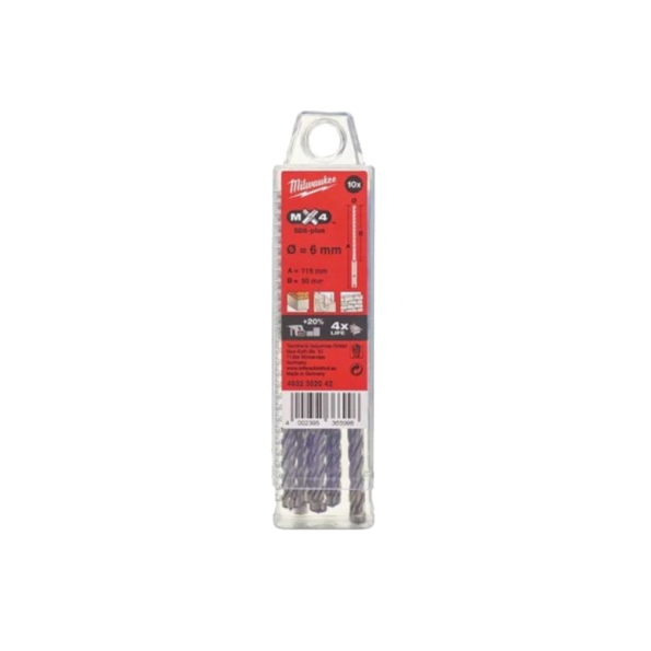 Set 10 Burghie Milwaukee SDS-PLUS Mx4 Ø6x50x115mm