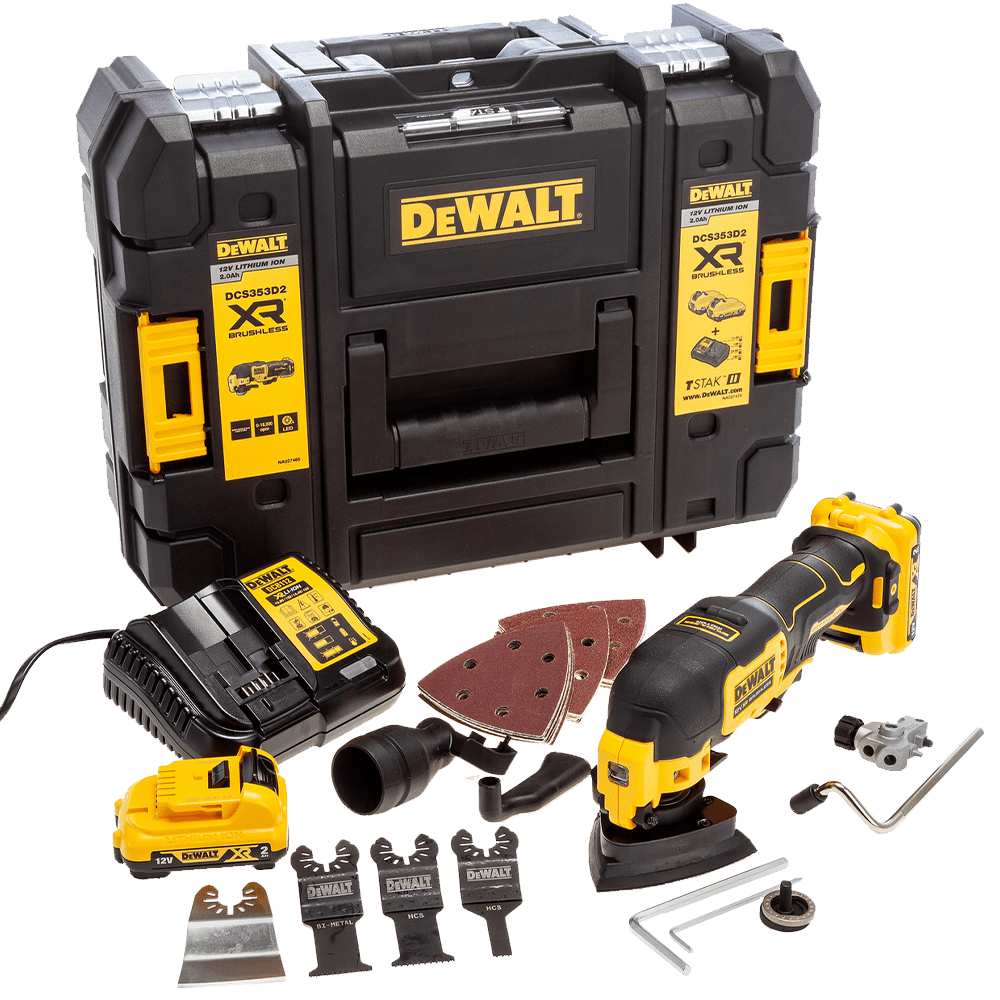 Scula oscilanta multifunctionala cu 2 acumulatori DeWalt DCS353D2 Scula oscilanta multifunctionala cu 2 acumulatori DeWalt DCS353D2