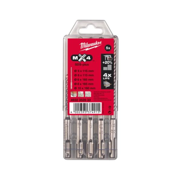 Set 5 burghie Milwaukee SDS-PLUS Mx4