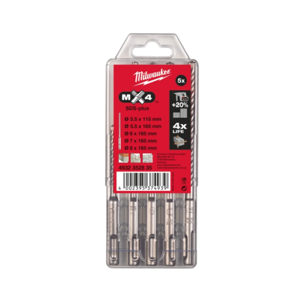 Set de burghie Milwaukee SDS-PLUS Mx4