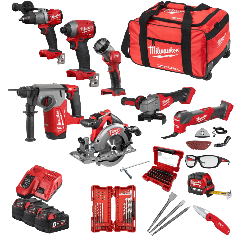 Set 7 scule electrice cu acumulatori Milwaukee M18FPP7A-503KGB Set 7 scule electrice cu acumulatori Milwaukee M18FPP7A-503KGB