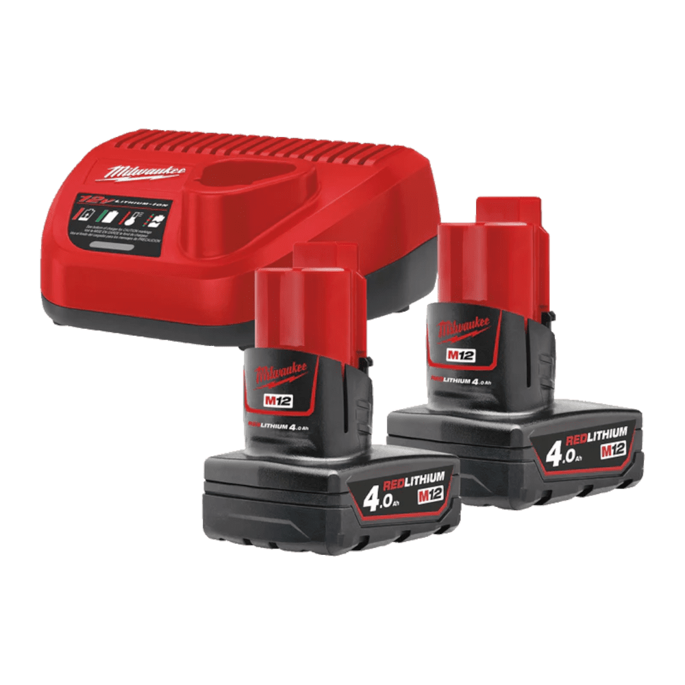 Set 2 acumulatori 12V si 4 Ah cu incarcator Milwaukee M12NRG-402 Set 2 acumulatori 12V si 4 Ah cu incarcator Milwaukee M12NRG-402