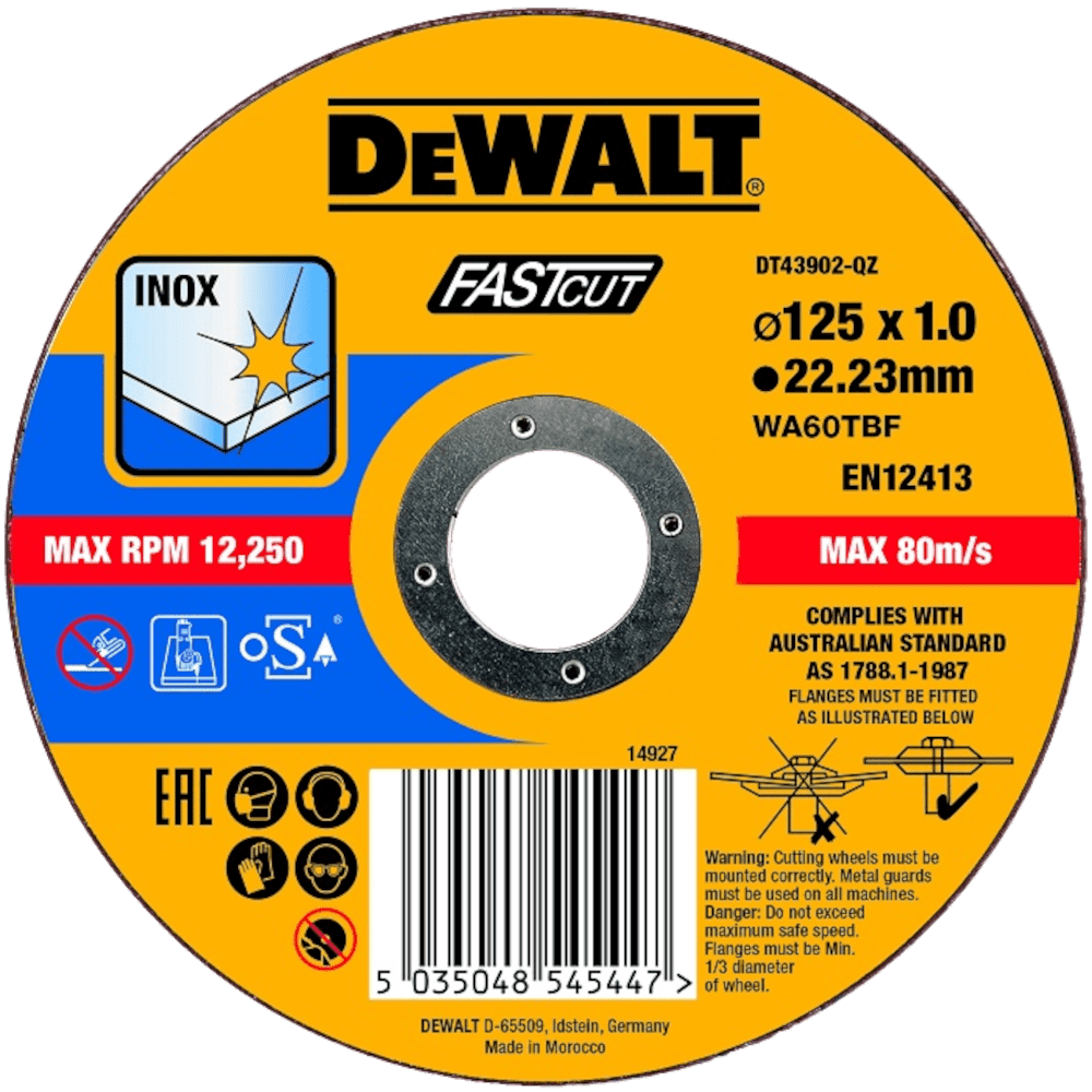 Disc abraziv taiere inox 125mm DeWalt DT43902-QZ 10 buc Disc abraziv taiere inox 125mm DeWalt DT43902-QZ 10 buc