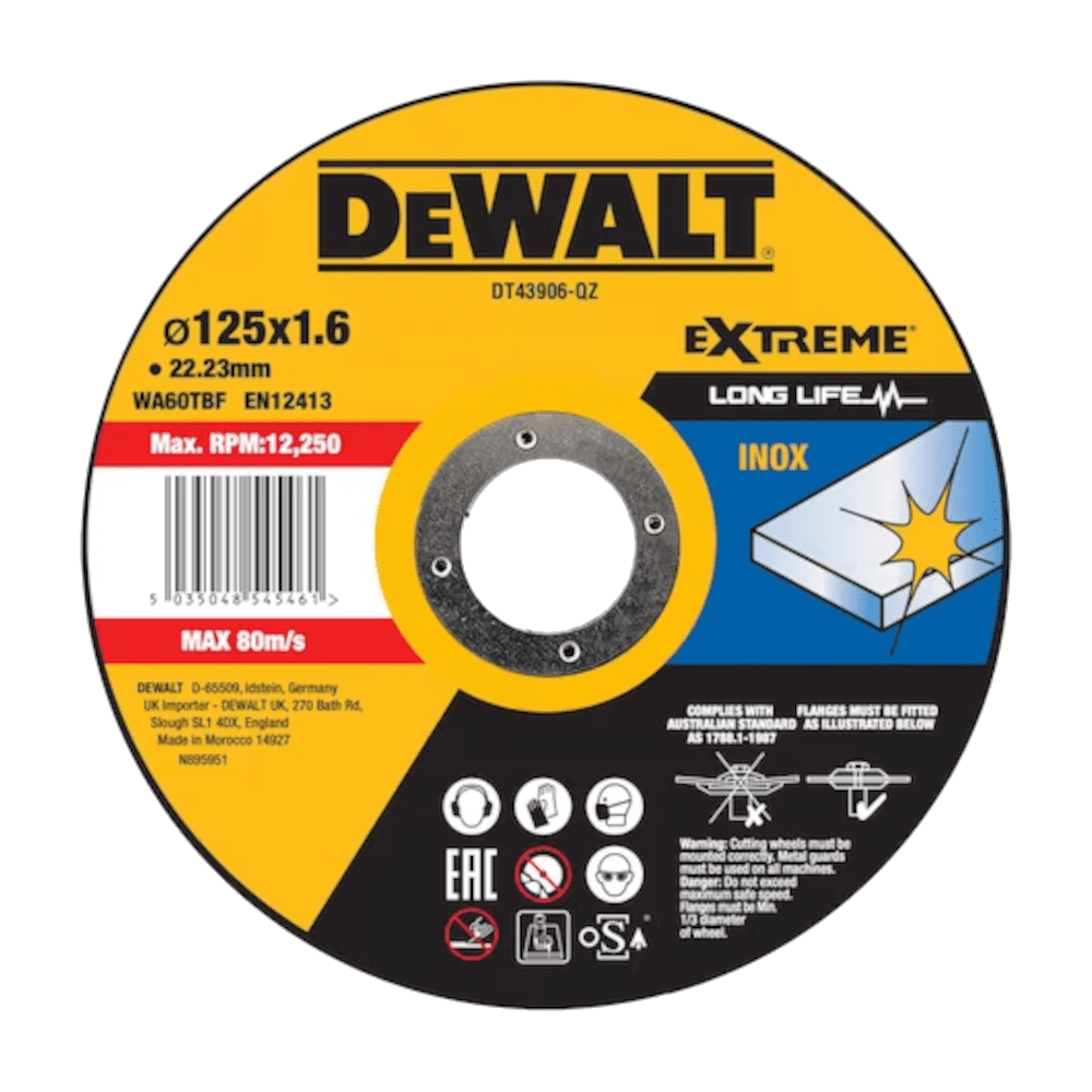 Disc abraziv taiere inox 125mm DeWalt DT43906-QZ 10 buc Disc abraziv taiere inox 125mm DeWalt DT43906-QZ 10 buc