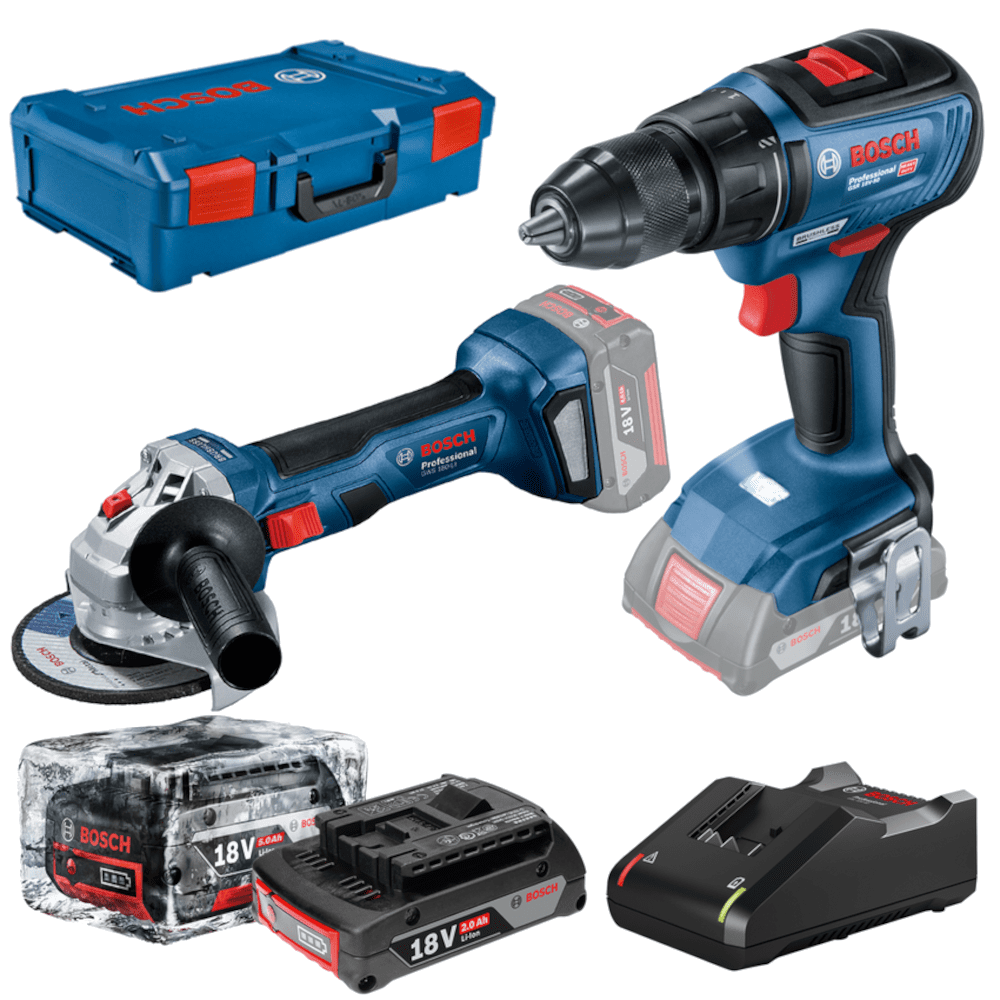 Set 2 scule cu acumulatori Bosch GWS 180 Li + GSR 18V-50 Set 2 scule cu acumulatori Bosch GWS 180 Li + GSR 18V-50