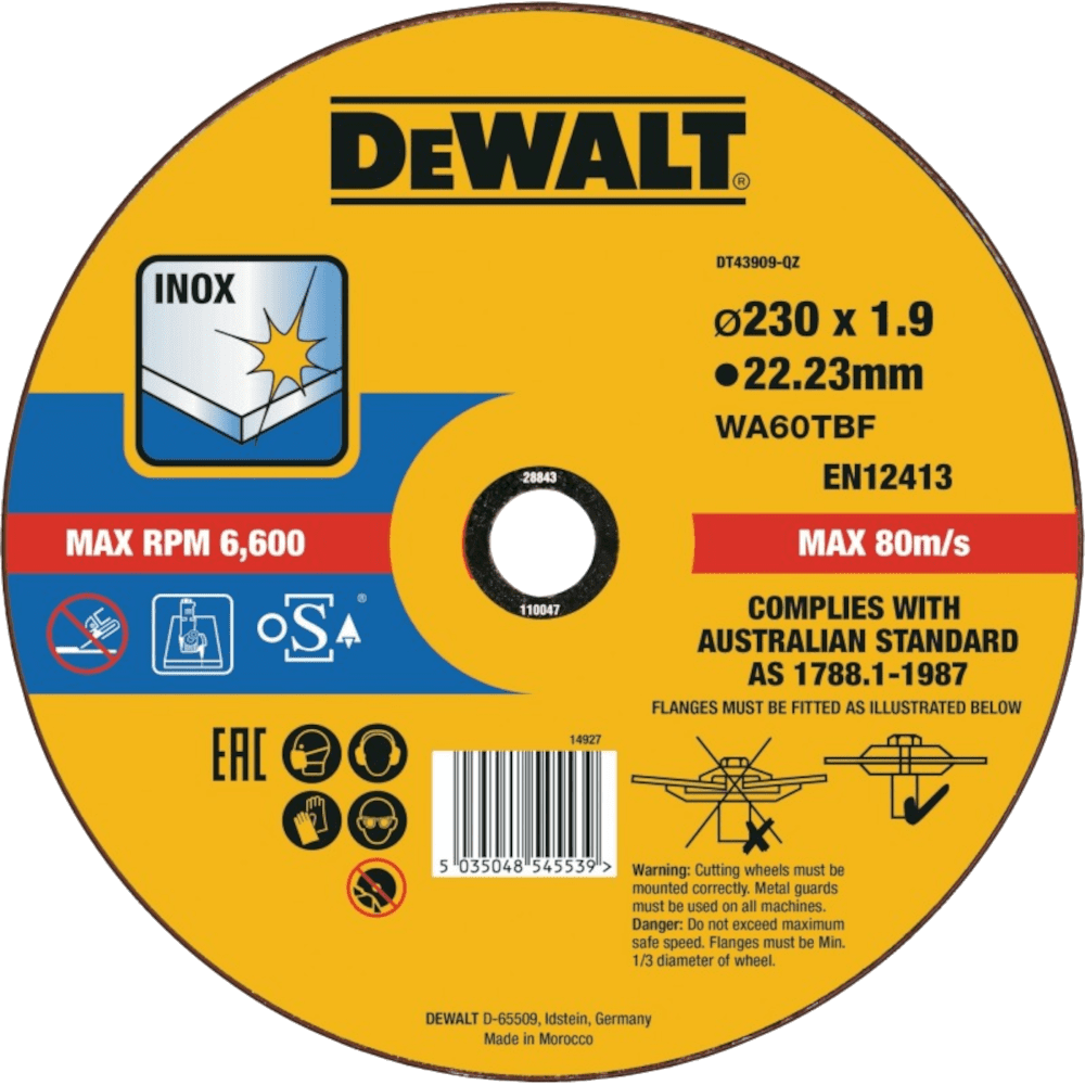 Disc abraziv taiere inox 230mm DeWalt DT43909 10 buc Disc abraziv taiere inox 230mm DeWalt DT43909 10 buc