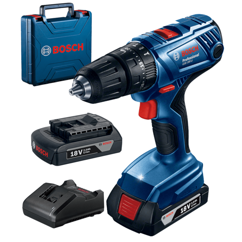 Masina de gaurit/infiletat fara percutie cu 2 acumulatori Bosch GSB 180-LI Masina de gaurit/infiletat fara percutie cu 2 acumulatori Bosch GSB 180-LI