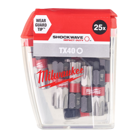 Set 25 biti de impact TX40x25mm Milwaukee SHOCKWAVE