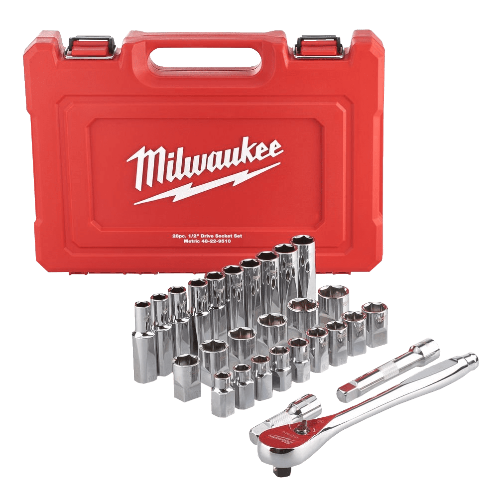 Set 28 chei tubulare si antrenor cu clichet 1/2 Milwaukee Set 28 chei tubulare si antrenor cu clichet 1/2 Milwaukee