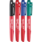 Set 4 markere santier cu varf fin in patru culori Milwaukee INKZALL