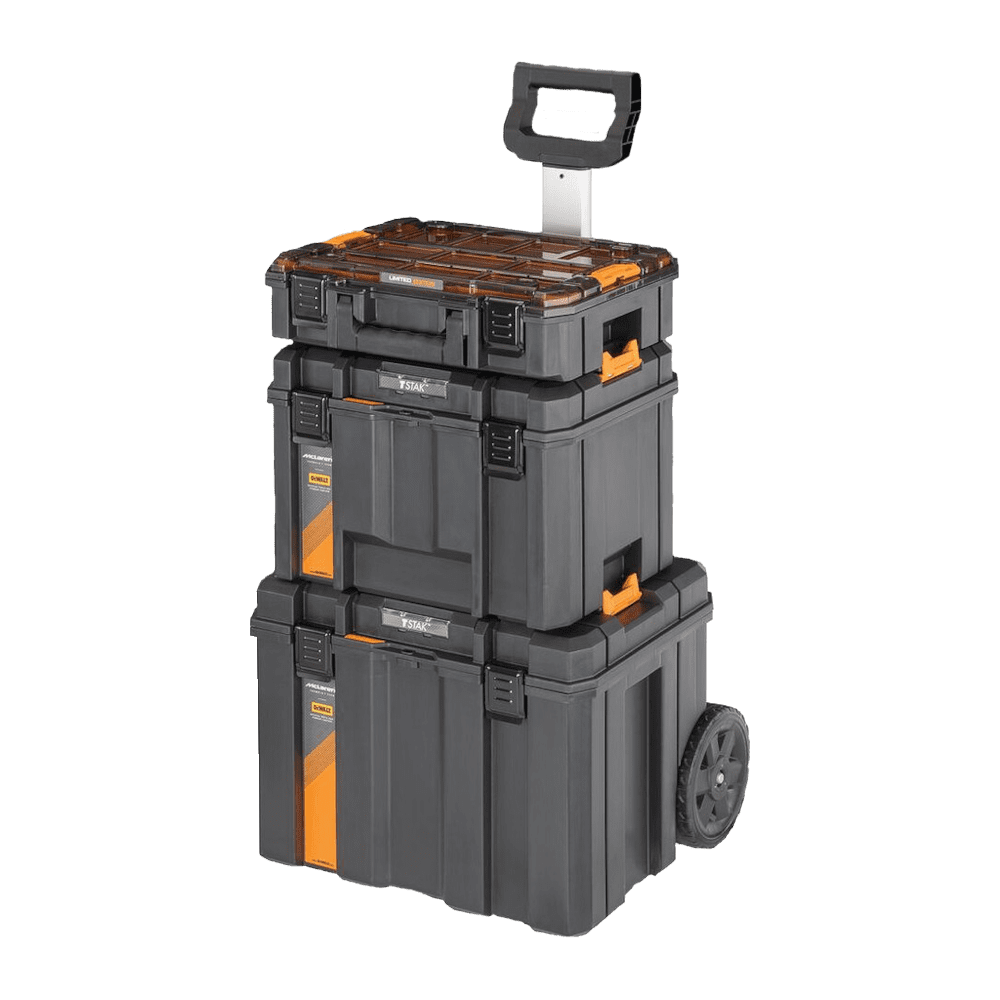 Set 3 cutii depozitare premium cu carucior TSTAK DeWalt-McLaren DWST60452-1 Set 3 cutii depozitare premium cu carucior TSTAK DeWalt-McLaren DWST60452-1