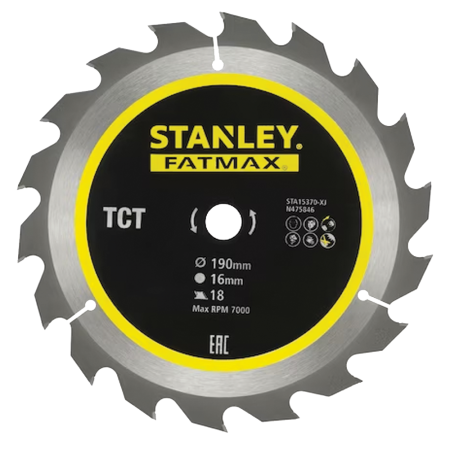 Panza de circular pentru lemn TCT 190mm 18T Stanley FATMAX STA15370
