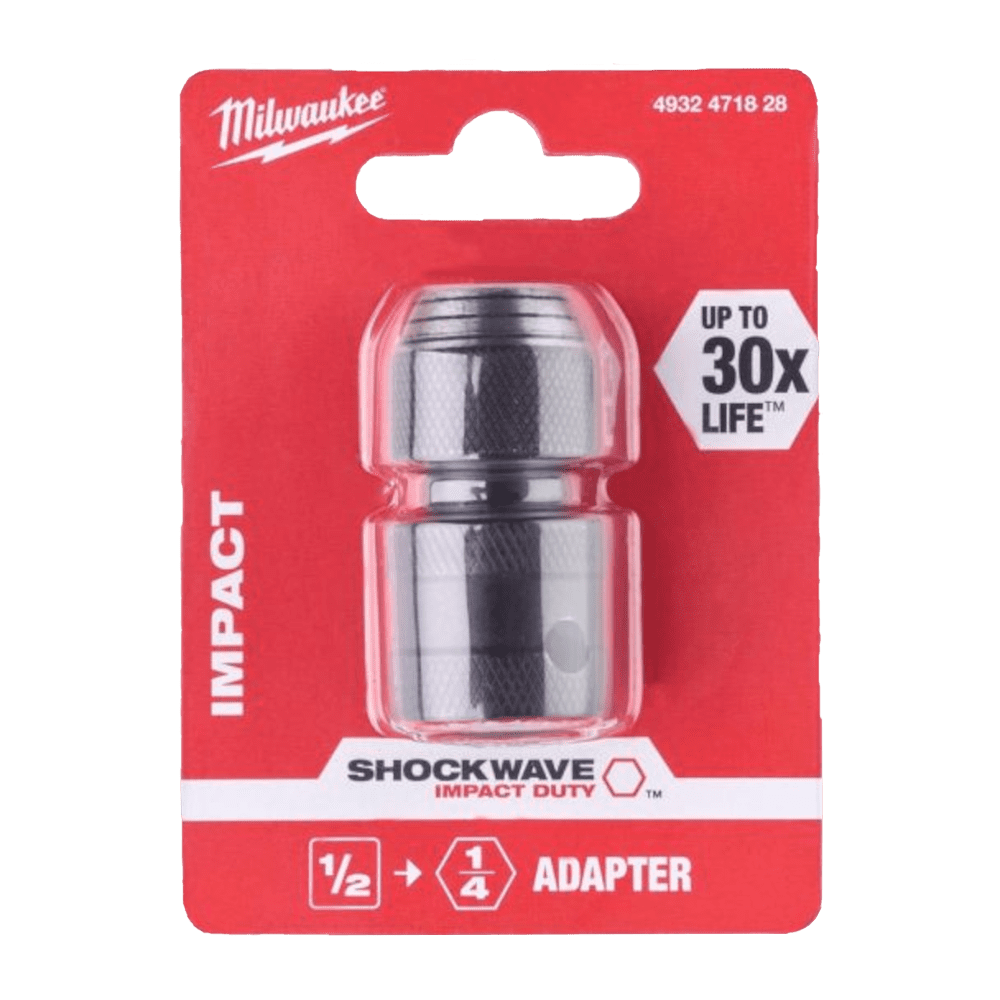 Adaptor impact de 1/2 la biti HEX de 1/4 Milwaukee Shockwave Impact Duty Adaptor impact de 1/2 la biti HEX de 1/4 Milwaukee Shockwave Impact Duty