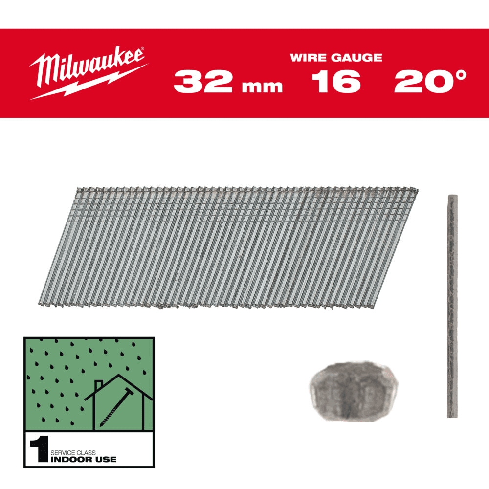 Set 2000 cuie 16G 20 38mm Milwaukee Set 2000 cuie 16G 20 38mm Milwaukee