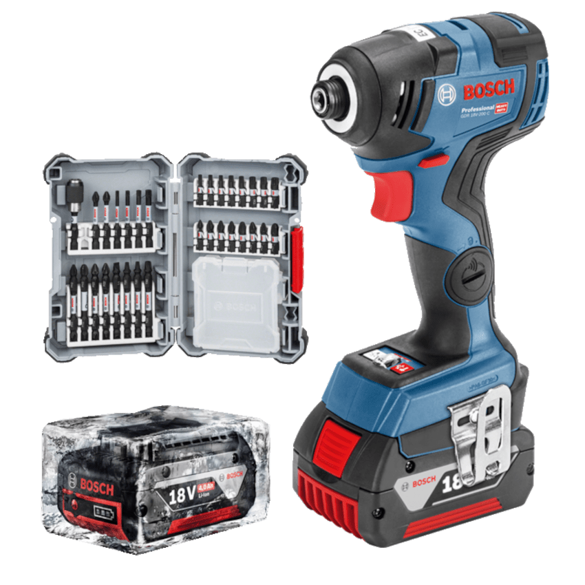 Masina de insurubat cu impact cu 2 acumulatori 4Ah Bosch GDR 18V-200 C Masina de insurubat cu impact cu 2 acumulatori 4Ah Bosch GDR 18V-200 C