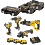 Set 4 scule cu 3 acumulatori DeWalt DCK485P3T