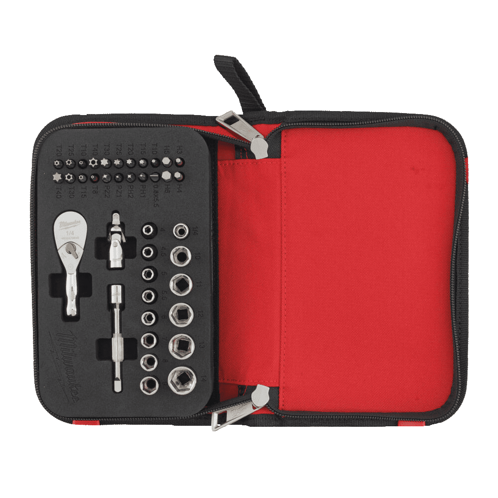 Set chei tubulare si antrenor cu clichet 39 piese Milwaukee Set chei tubulare si antrenor cu clichet 39 piese Milwaukee