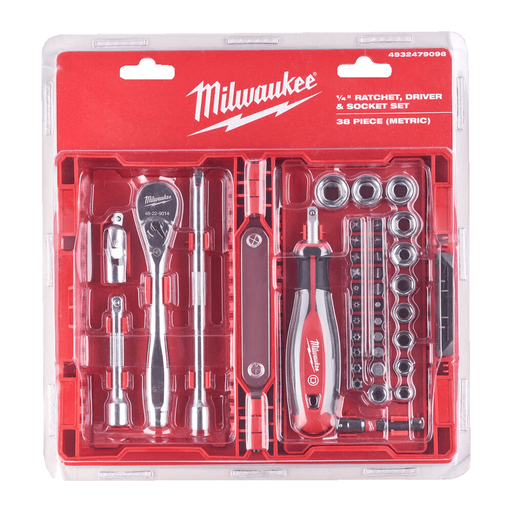 Set chei tubulare si antrenor clichet 38 de piese Milwaukee Set chei tubulare si antrenor clichet 38 de piese Milwaukee