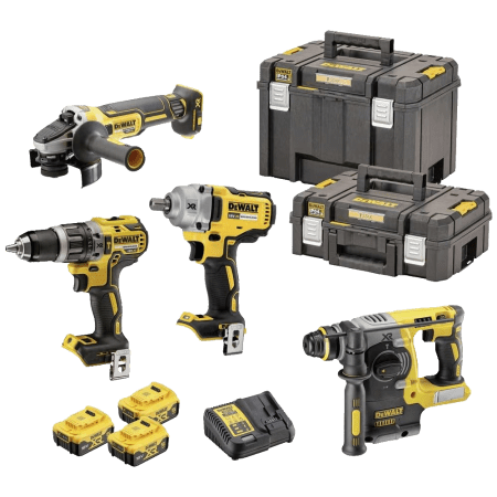 Set 4 scule electrice cu 3 acumulatori Dewalt DCK428P3T