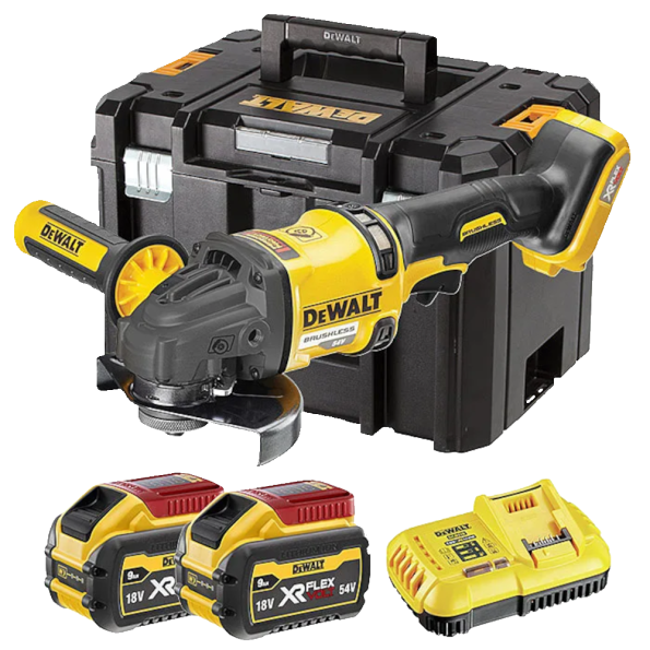 Polizor unghiular cu 2 acumulatori DeWalt DCG418X2