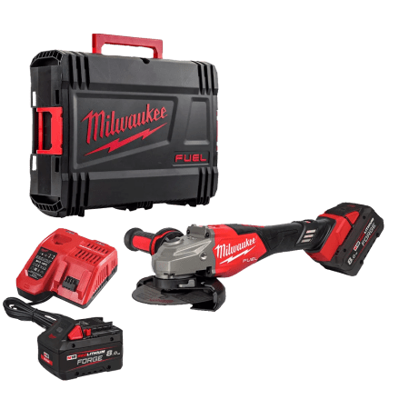 Polizor unghiular cu 2 acumulatori 8Ah Milwaukee M18 FHSAG125XB2-802X