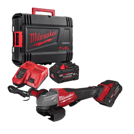 Polizor unghiular cu 2 acumulatori 8Ah Milwaukee M18 FHSAG125XPDB2-802X