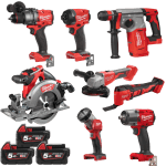 Set 8 scule cu 3 acumulatori Milwaukee M18 FPP8A-503B