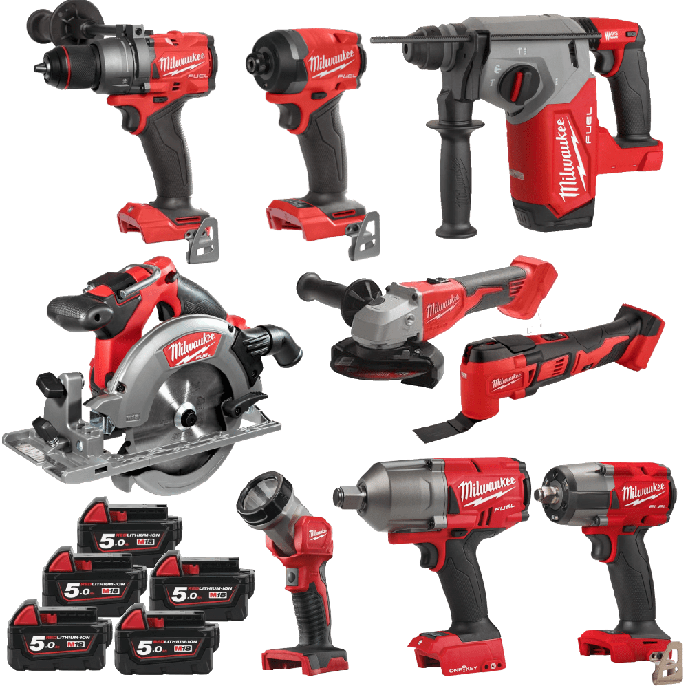 Set 9 scule cu 5 acumulatori Milwaukee M18 FPP9A-505B Set 9 scule cu 5 acumulatori Milwaukee M18 FPP9A-505B