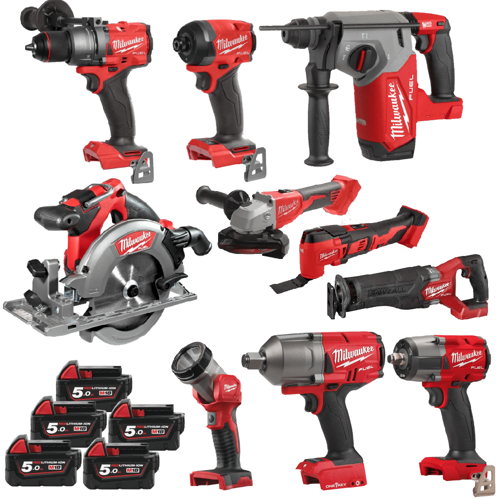 Set 10 scule cu 5 acumulatori Milwaukee M18 FPP10A-505B Set 10 scule cu 5 acumulatori Milwaukee M18 FPP10A-505B