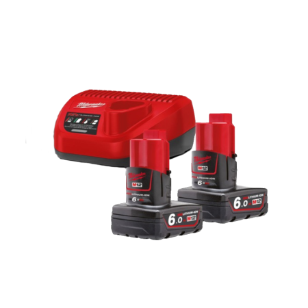 Set 2 acumulatori si incarcator Li-Ion 6 Ah Milwaukee M12 NRG-602
