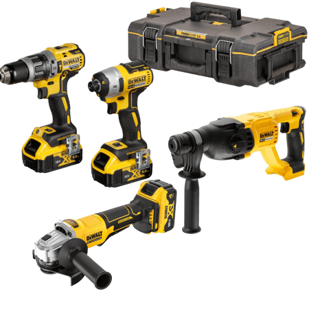Set 4 scule cu 3 acumulatori DeWalt DCK443P3
